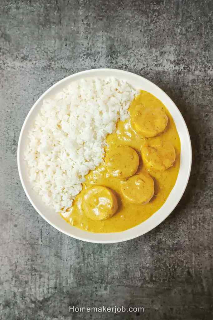 Old Fashioned Curried Eggs Recipe with Rice and Hard Boiled Eggs