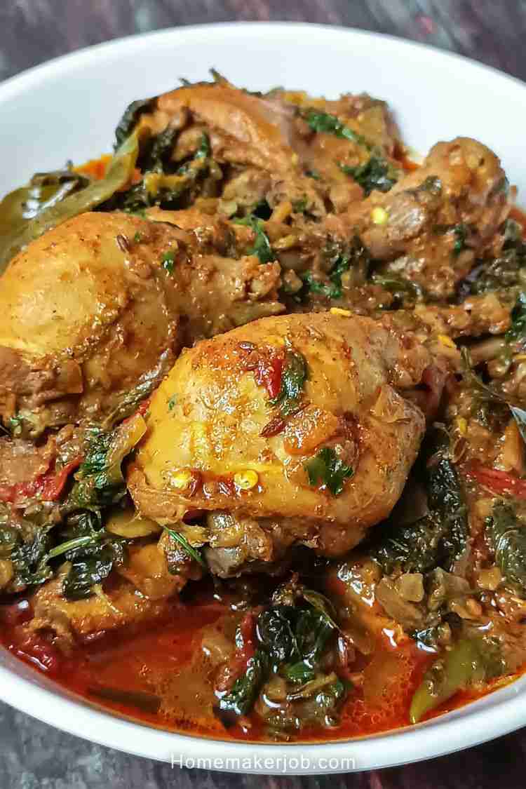 Side view photo image of gongura chicken curry gravy by homemakerjob.com